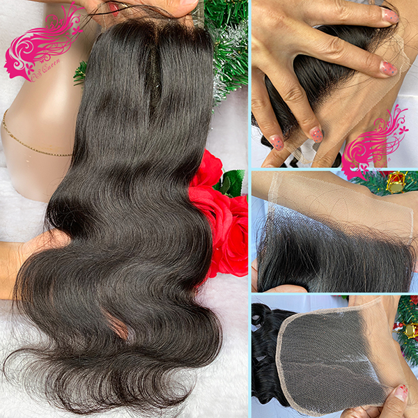 Csqueen 9A Ocean Wave Hair Weave 3 Bundles with 4 * 4 Transparent lace Closure Unprocessed Hair